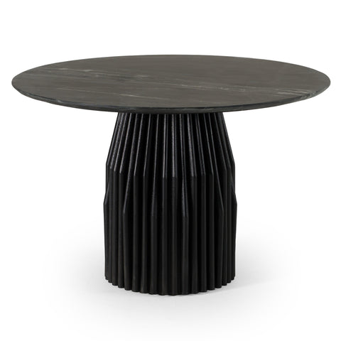 Modrest Jenna Modern Black Marble & Black Mango Round Dining Table Model VGBR-SBA-4227-BLK