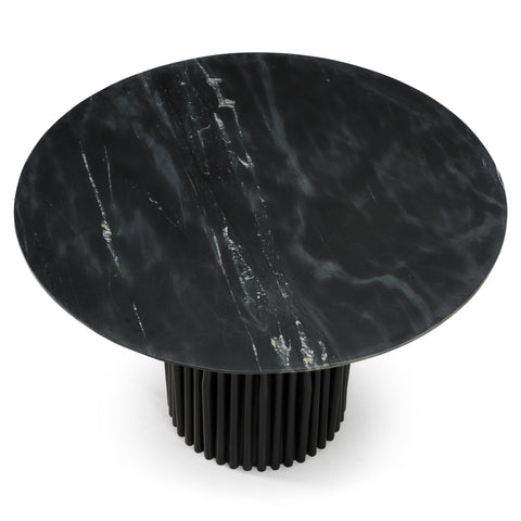 Modrest Jenna Modern Black Marble & Black Mango Round Dining Table Model VGBR-SBA-4227-BLK