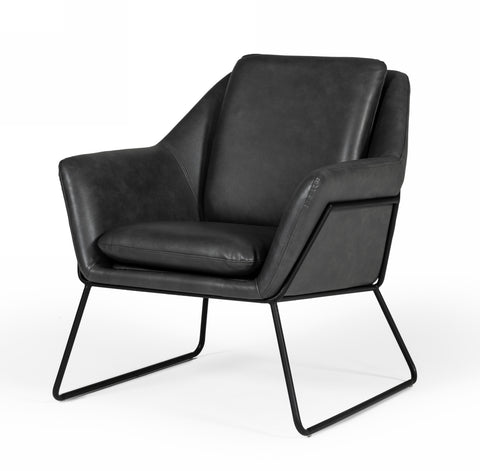 Modrest Jennifer Industrial Dark Grey Eco Leather Accent Chair Model VGBNEC-090-DKGRY