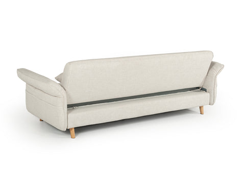Divani Casa Jeremiah Modern Ivory Fabric Sofabed & Ottoman With Storage Model VGKNI3062-IVY