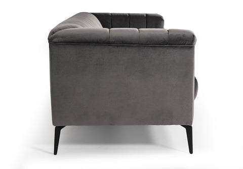 Divani Casa Jeremy Modern Grey Velvet Sofa Model VGVI32202-FK-3P-GRY