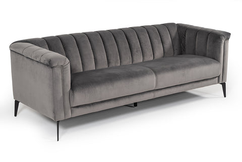 Divani Casa Jeremy Modern Grey Velvet Sofa Model VGVI32202-FK-3P-GRY