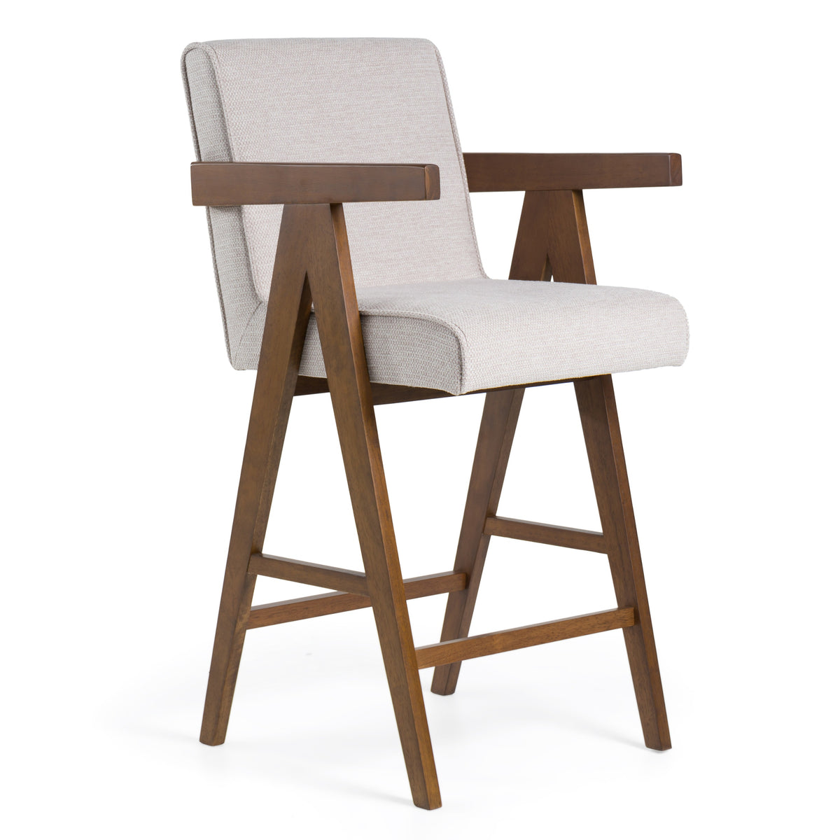 Modrest Joseline Modern Beige Fabric & Walnut Counter Chair (Set Of 2) Model VGMA-MI-1233-BC-BGE