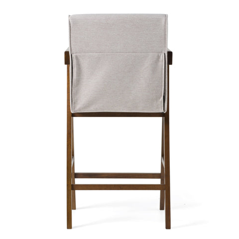 Modrest Joseline Modern Beige Fabric & Walnut Counter Chair (Set Of 2) Model VGMA-MI-1233-BC-BGE