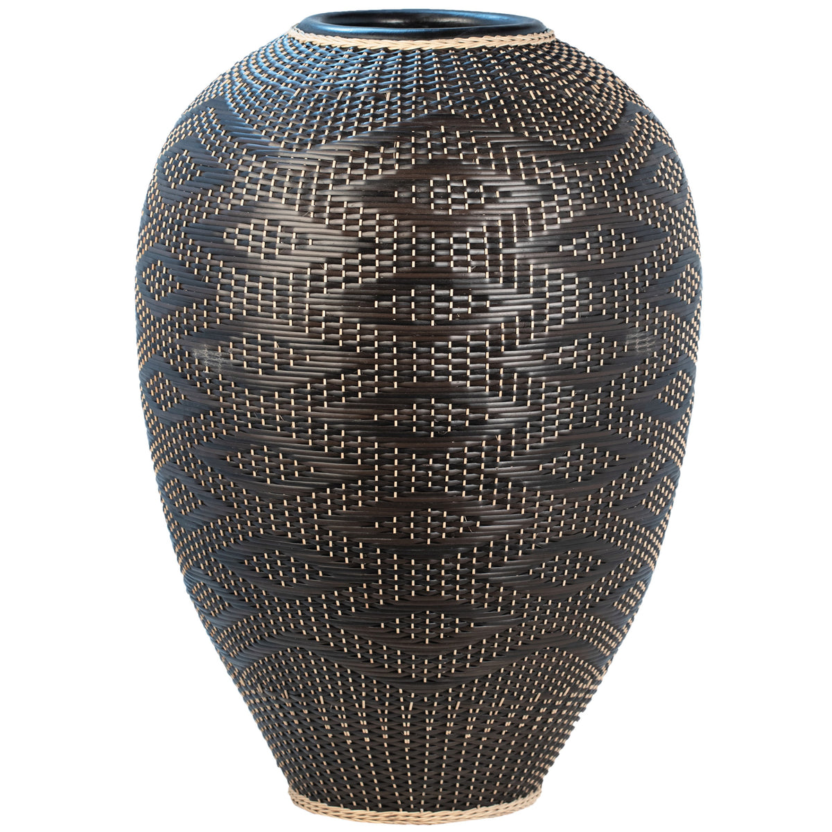 Leandros Black Rattan Pot