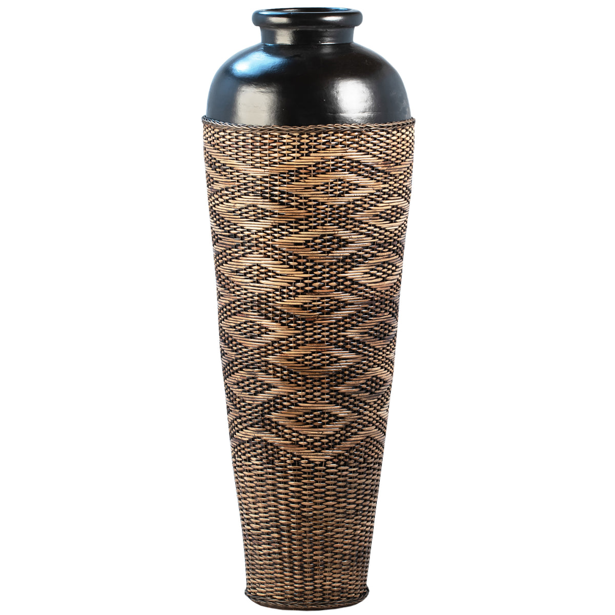 Azores Black and Natural Rattan Pot