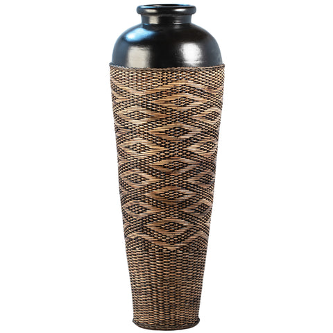 Azores Black and Natural Rattan Pot