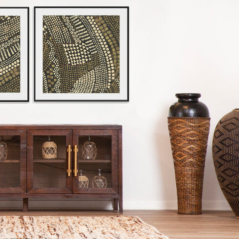 Azores Black and Natural Rattan Pot