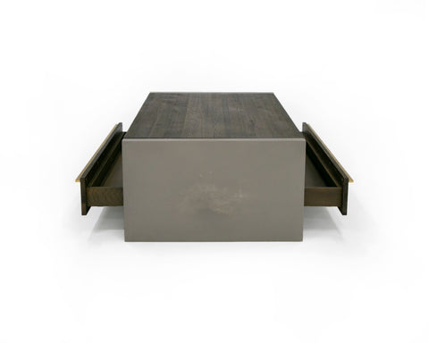 Modrest June Modern Dark Grey Concrete & Walnut Coffee Table Model VGGR639081-WAL-CT