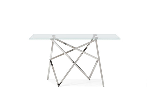 Modrest Hawkins Modern Glass & Stainless Steel Console Table By VIG Furniture