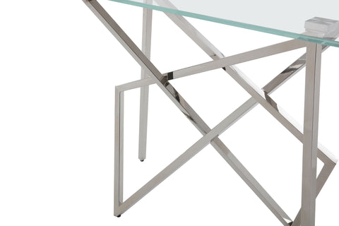 Modrest Hawkins Modern Glass & Stainless Steel Console Table By VIG Furniture