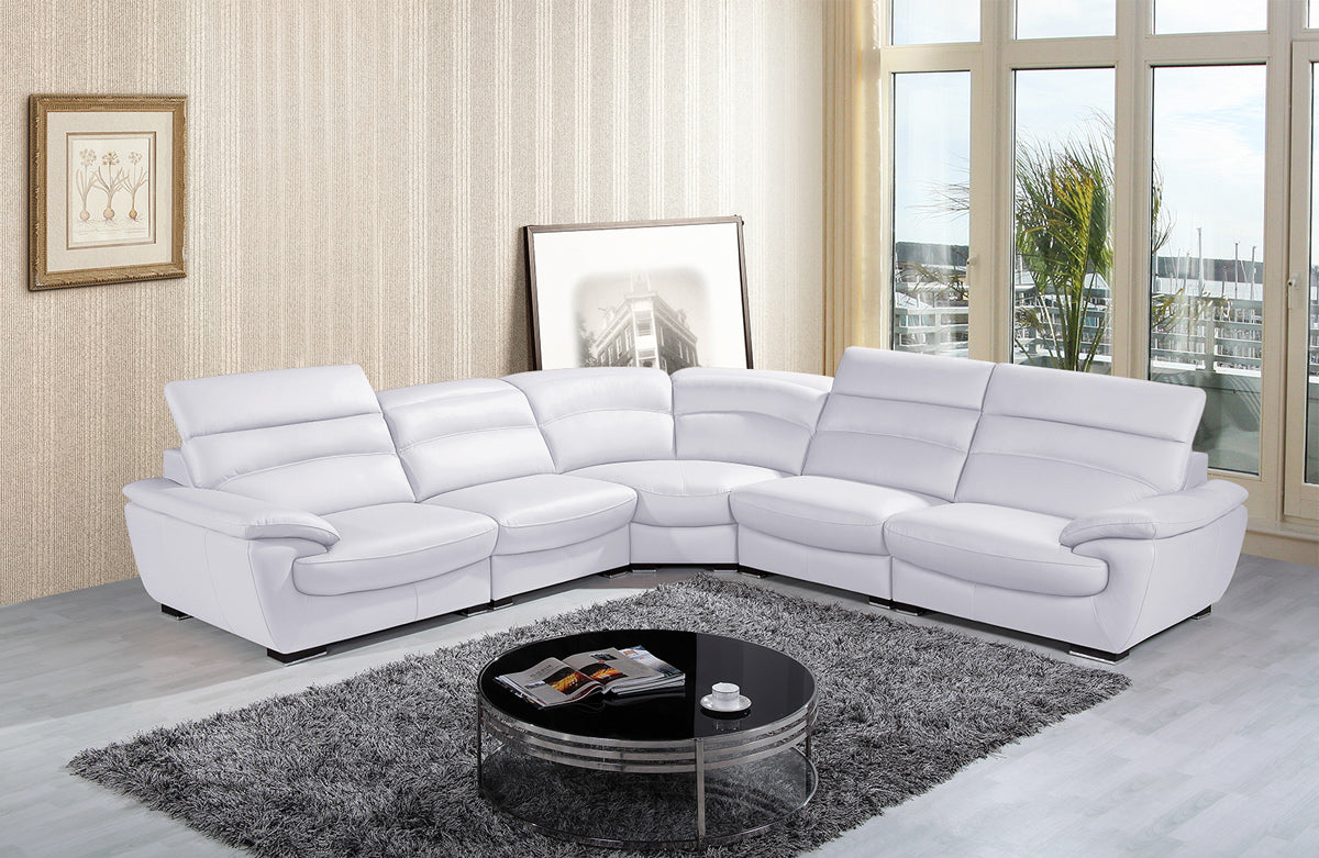 Divani Casa Hana Modern White Leather Sectional Sofa Model VGKNK8469-TOP-WHT