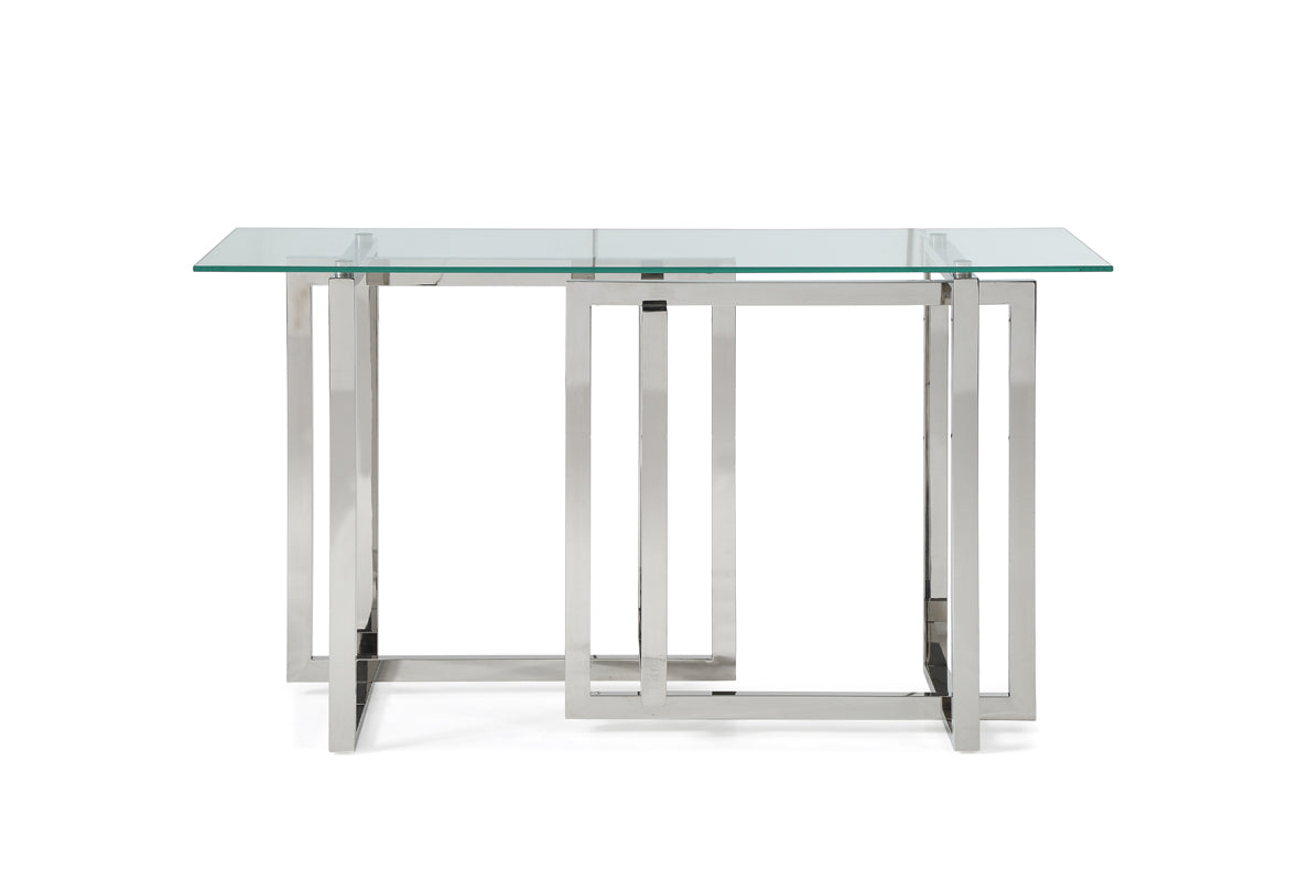 Modrest Valiant Modern Glass & Stainless Steel Console Table Model VGVCK856