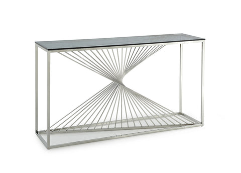 Modrest Trinity Modern Glass Stainless Steel Console Table