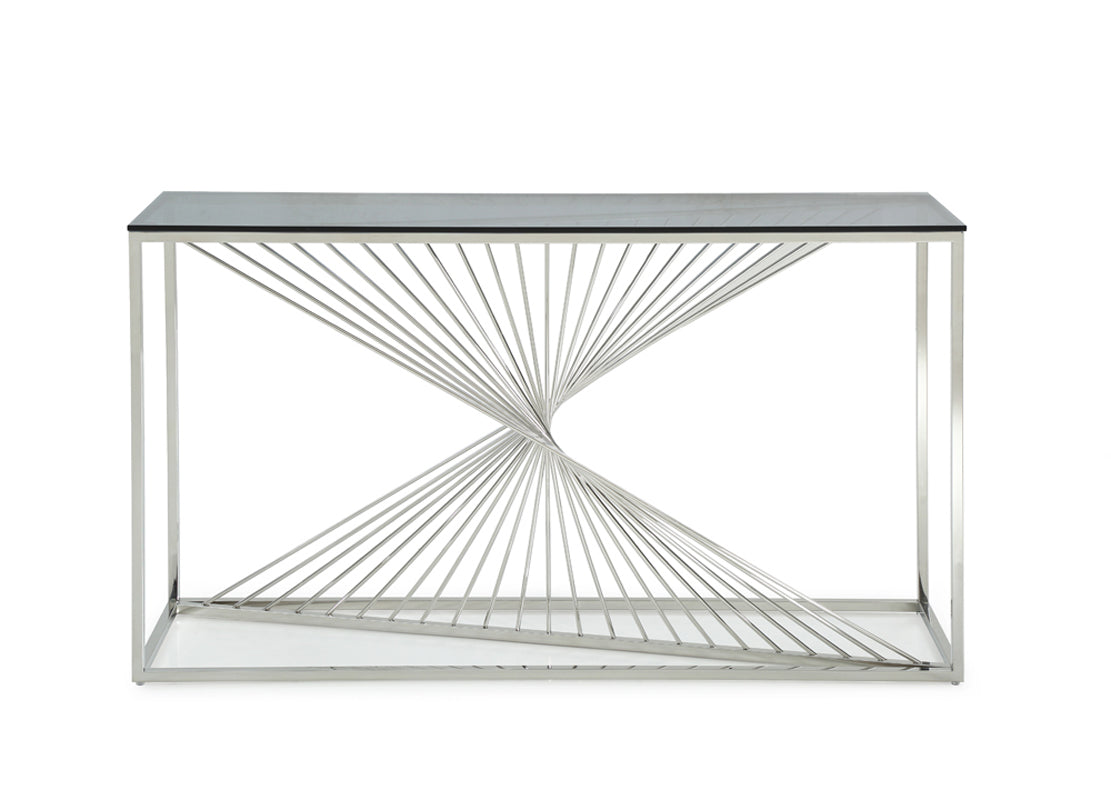 Modrest Trinity Modern Glass Stainless Steel Console Table