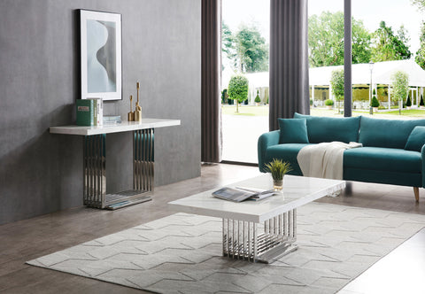 Modrest Kingsley Modern Marble & Stainless Steel Console Table Model VGVCK8933-STL