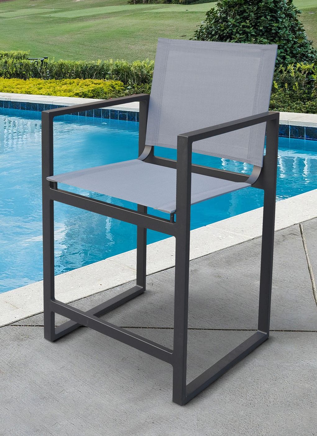 Divani Casa Kayak Modern Dark Charcoal Outdoor Counter Stool By VIG Furniture