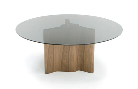 Modrest Kaye Modern Walnut & Glass 71" Round Dining Table Model VGBBMI2102A-BRN-DT