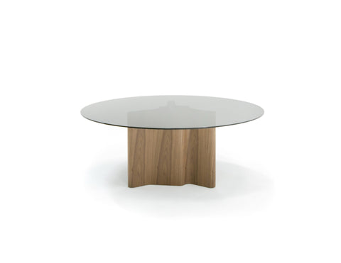 Modrest Kaye Modern Walnut & Glass 71" Round Dining Table Model VGBBMI2102A-BRN-DT