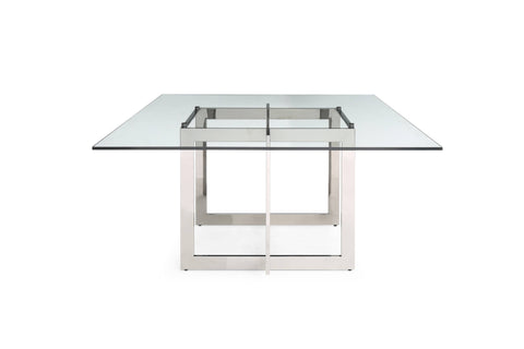Modrest Keaton Square Modern Glass & Stainless Steel Dining Table Model VGVCT8961-DT
