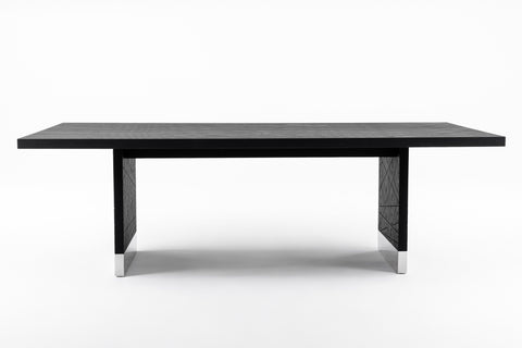 Modrest Kenda Modern Black Ash & Stainless Steel Dining Table Model VGVCT2355-BLK