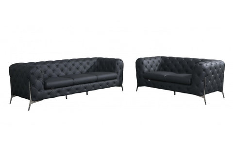 970 DivanItalia Dark Gray Sofa and Loveseat Set – Top Grain Italian LeatherModel:  970-DK_GRAY-2PC