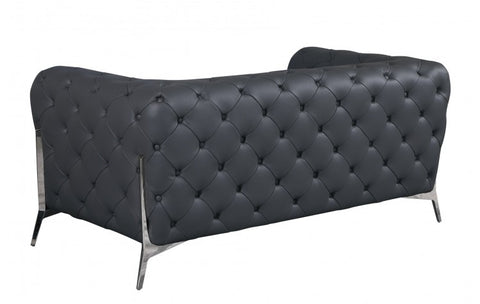 970 DivanItalia Dark Gray Sofa and Loveseat Set – Top Grain Italian LeatherModel:  970-DK_GRAY-2PC