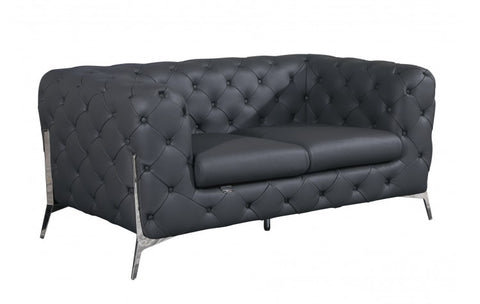970 DivanItalia Dark Gray Sofa and Loveseat Set – Top Grain Italian LeatherModel:  970-DK_GRAY-2PC