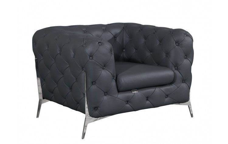 970 DivanItalia Dark Gray Chair – Top Grain Italian LeatherModel:  970-DK_GRAY-CH