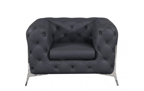 970 DivanItalia Dark Gray Chair – Top Grain Italian LeatherModel:  970-DK_GRAY-CH