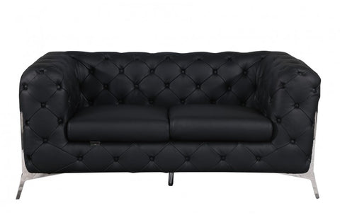 970 DivanItalia Black Sofa and Loveseat Set – Top Grain Italian LeatherModel:  970-BLACK-2PC