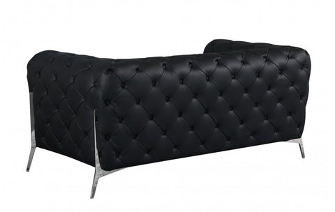 970 DivanItalia Black Sofa and Loveseat Set – Top Grain Italian LeatherModel:  970-BLACK-2PC