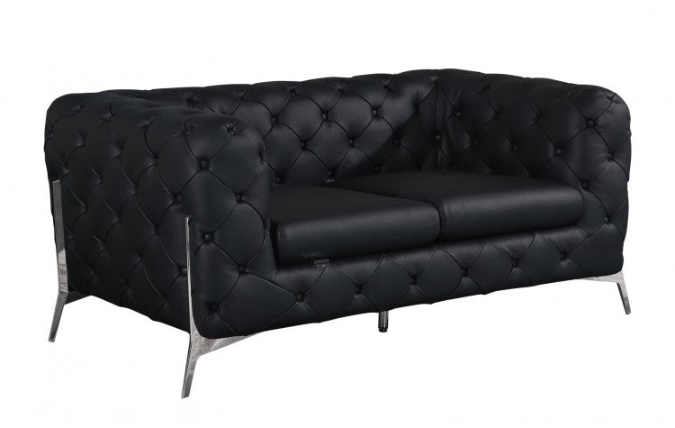 970 DivanItalia Black Loveseat – Top Grain Italian LeatherModel:  970-BLACK-L