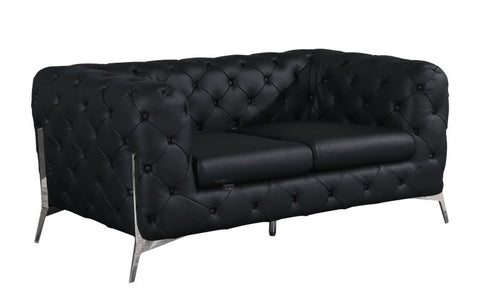970 DivanItalia Black Sofa and Loveseat Set – Top Grain Italian LeatherModel:  970-BLACK-2PC