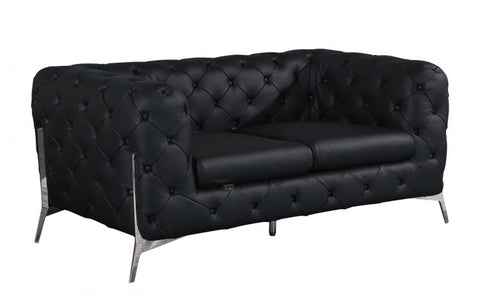 970 DivanItalia Black Loveseat – Top Grain Italian LeatherModel:  970-BLACK-L