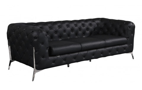 970 DivanItalia Black Sofa and Loveseat Set – Top Grain Italian LeatherModel:  970-BLACK-2PC