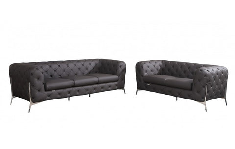 970 DivanItalia Brown Sofa and Loveseat Set – Top Grain Italian LeatherModel:  970-BROWN-2PC