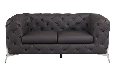 970 DivanItalia Brown Sofa and Loveseat Set – Top Grain Italian LeatherModel:  970-BROWN-2PC