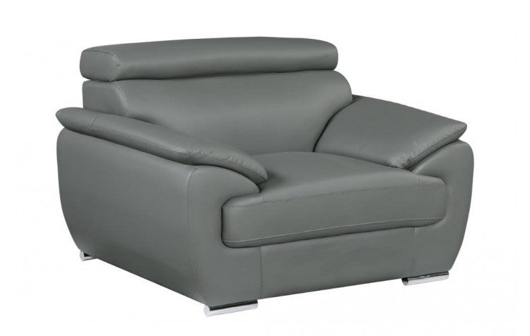 4571 Gray Genuine Leather ChairModel:  4571-GRAY-CH