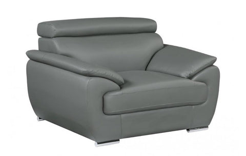 4571 Gray Genuine Leather ChairModel:  4571-GRAY-CH
