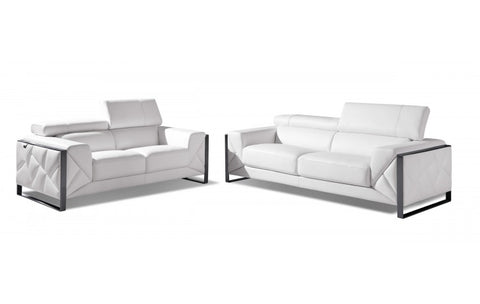 903 DivanItalia White Sofa and Loveseat Set – Top Grain Italian LeatherModel:  903-WHITE-2PC