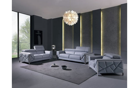 903 DivanItalia Light Blue Sofa Set – Top Grain Italian LeatherModel:  903-LIGHT_BLUE