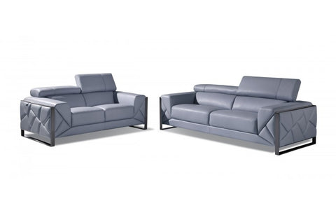 903 DivanItalia Light Blue Sofa and Loveseat Set – Top Grain Italian LeatherModel:  903-LIGHT_BLUE-2PC