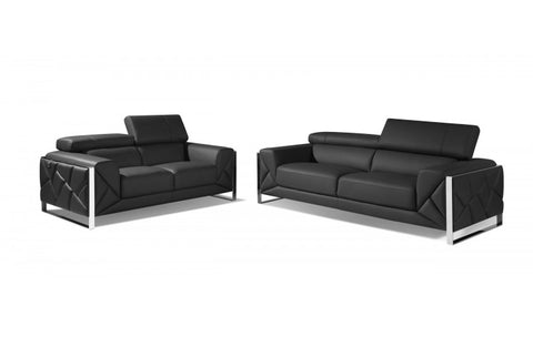 903 DivanItalia Dark Gray Sofa and Loveseat Set – Top Grain Italian LeatherModel:  903-DARK_GRAY-2PC