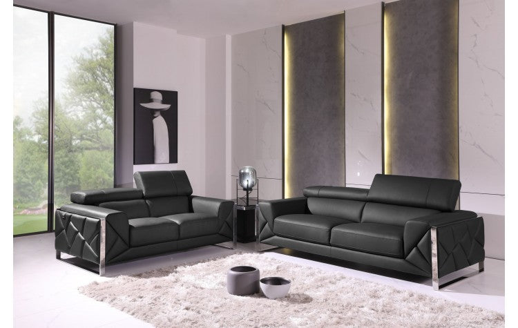 903 DivanItalia Dark Gray Sofa and Loveseat Set – Top Grain Italian LeatherModel:  903-DARK_GRAY-2PC