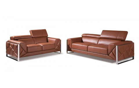 903 DivanItalia Camel Sofa and Loveseat Set – Top Grain Italian LeatherModel:  903-CAMEL-2PC