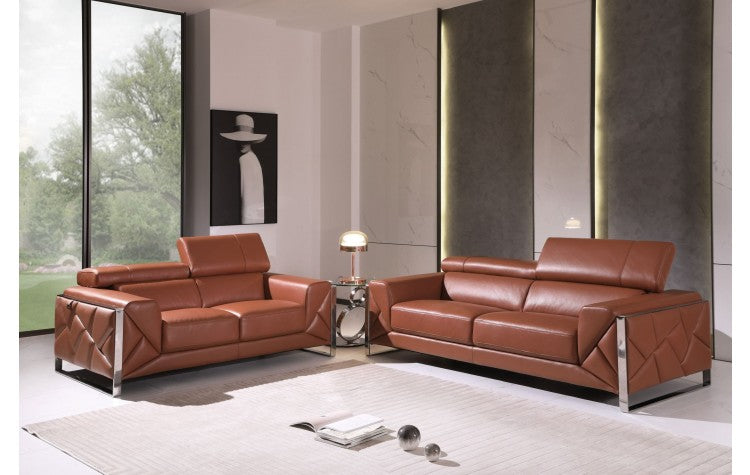 903 DivanItalia Camel Sofa and Loveseat Set – Top Grain Italian LeatherModel:  903-CAMEL-2PC