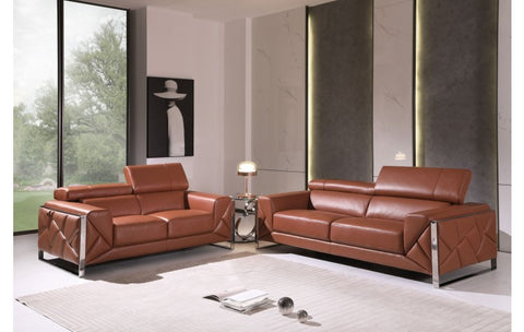 903 DivanItalia Camel Sofa and Loveseat Set – Top Grain Italian LeatherModel:  903-CAMEL-2PC