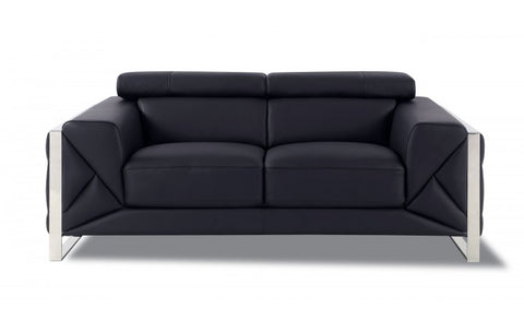 903 DivanItalia Black Sofa and Loveseat Set – Top Grain Italian LeatherModel:  903-BLACK-2PC