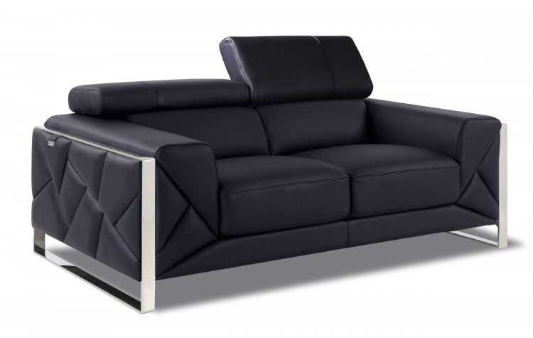 903 DivanItalia Black Loveseat – Top Grain Italian LeatherModel:  903-BLACK-L